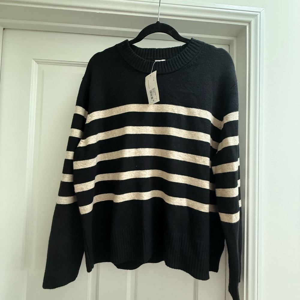 A New Day Black and White Striped Sweater